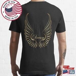 Golden Wings Angelic Symbol Minimal Graphic T-Shirt